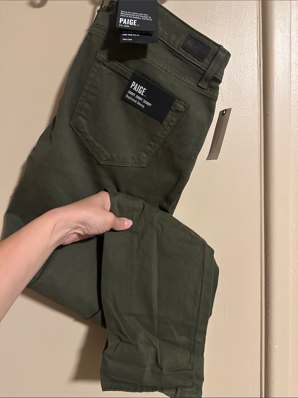 Paige olive green skinny pants
